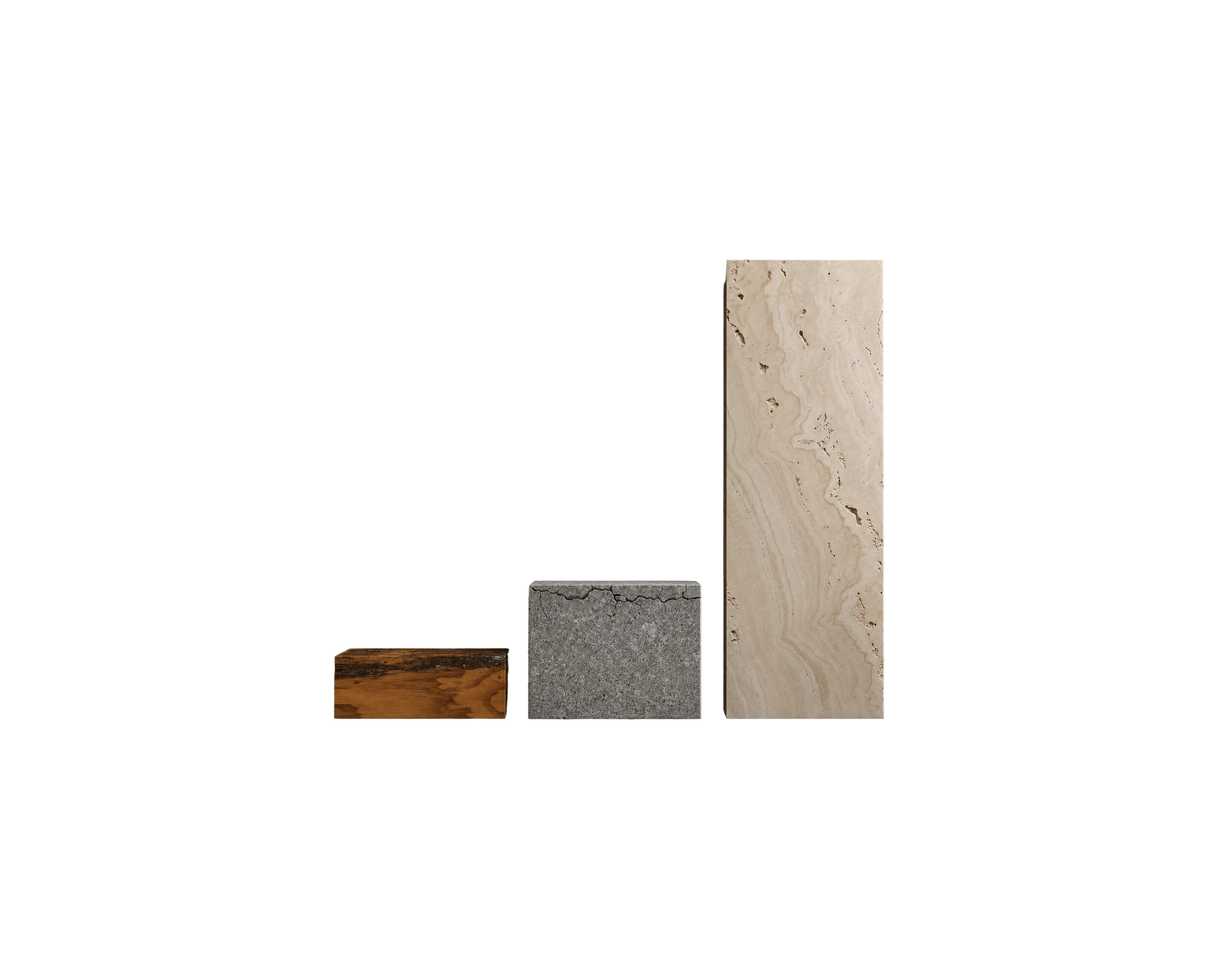 Timber, concrete and natural stone slabs compared